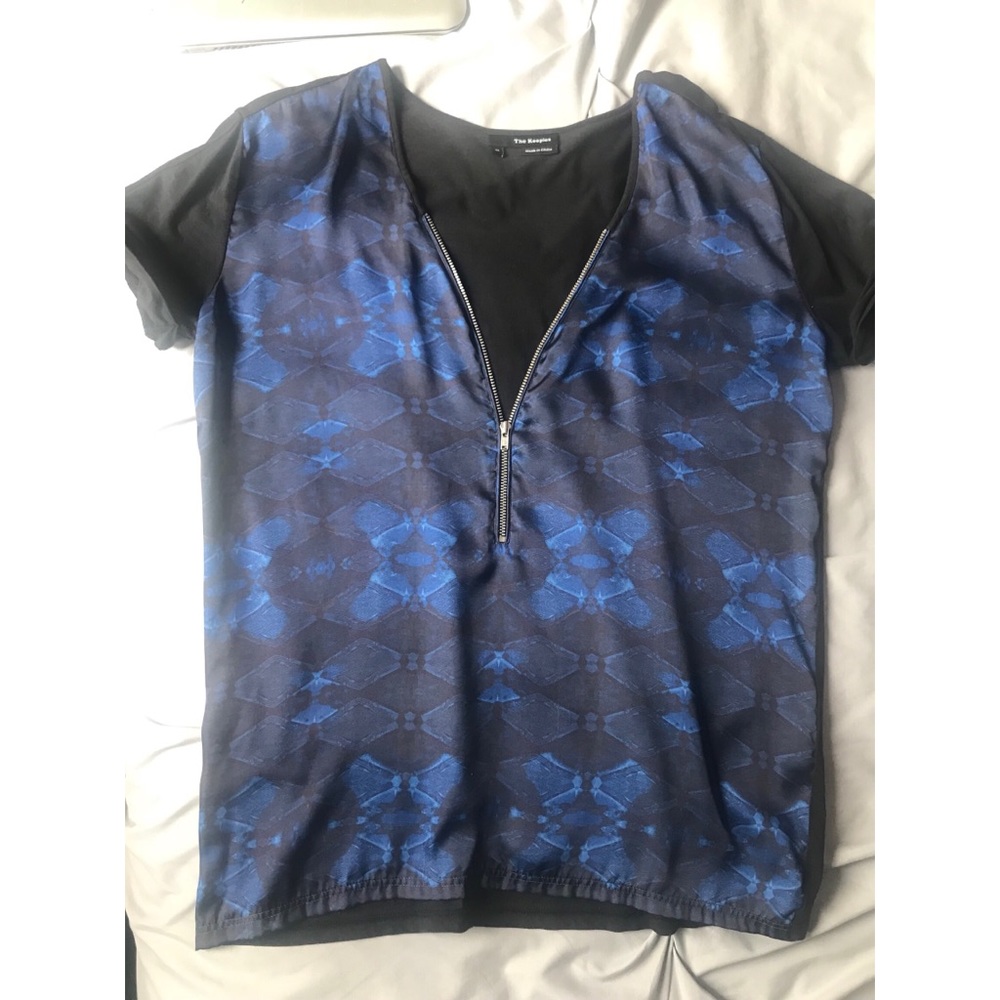 The Kooples Silky Patterened Zip-Up Shirt
